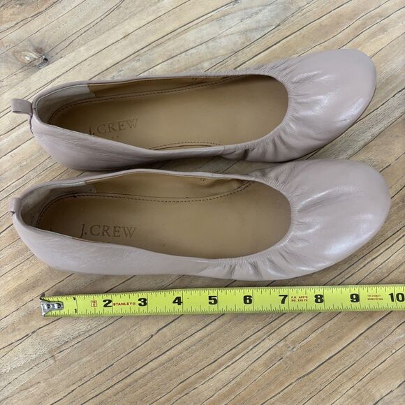 J Crew Anya Ballet Flat Womens Size 8 Tan BlushPink Leather Neutral Comfy Preppy - Picture 12 of 13